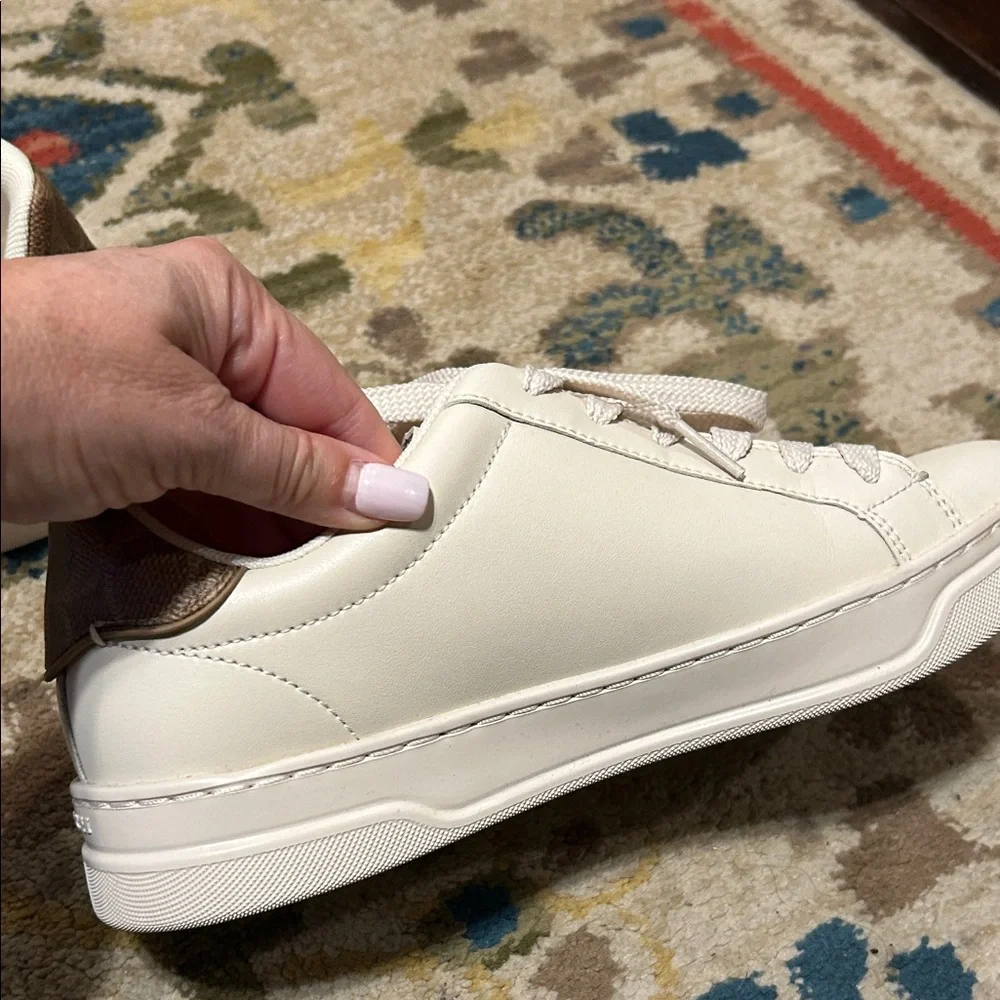 Coach Women's Cream Sneakers with Gold Detail High Line Sneaker - Picture 7 of 8